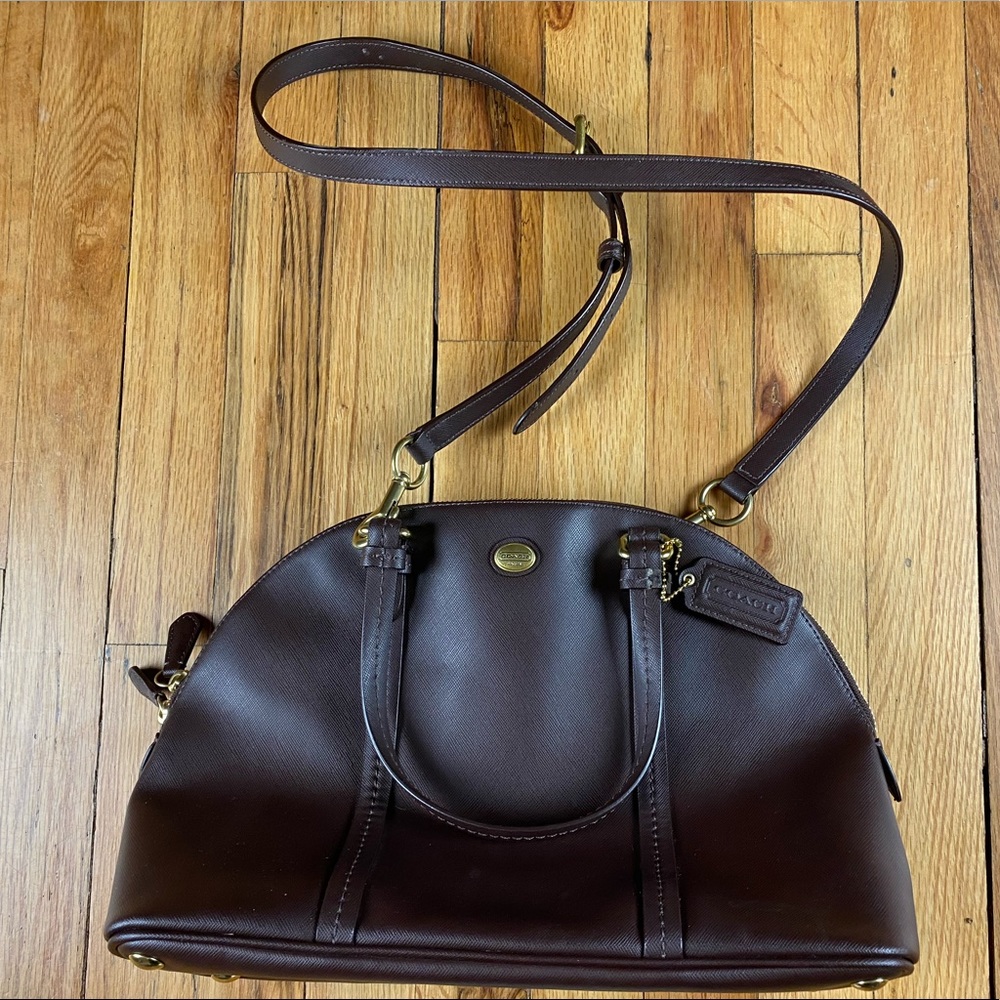 Coach Dark Brown Leather Crossbody Satchel